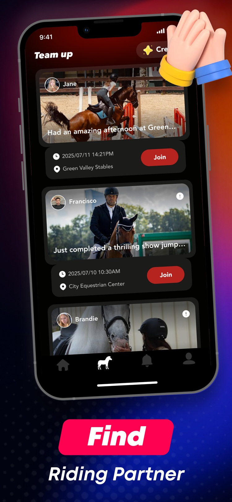 An app screen showing user profiles with the header 'Join Our Community'.