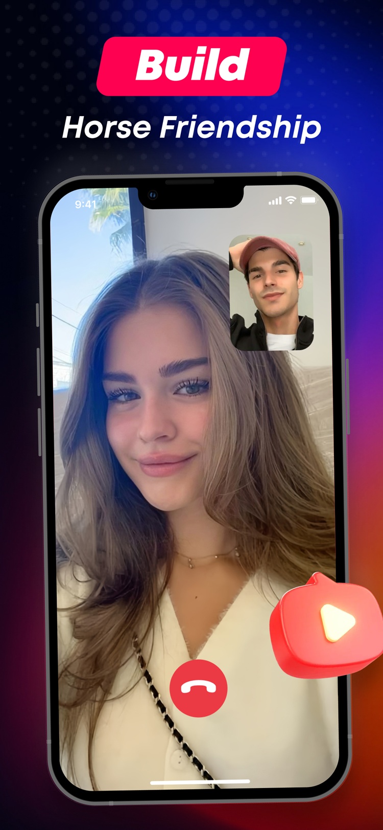 A smartphone showing a video call with text 'Build Connections'.